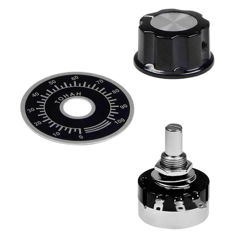 Fielect 2Pcs RV24YN20S 1K Potentiometer 1000 Ohm Single Turn Carbon Film Rotary Taper Potentiometer for Inverter Speed Regulation wtih 2pcs A03 Knob and 2pcs Dials - Image 3